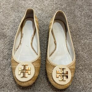 Tory Burch Reva Raffia Flat 8 Used Condition